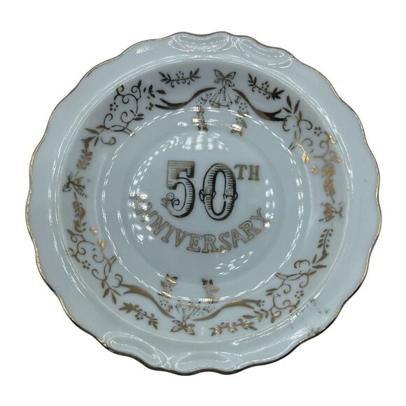 50th Anniversary Gold painted Creamer with Saucer - Picture 8 of 9